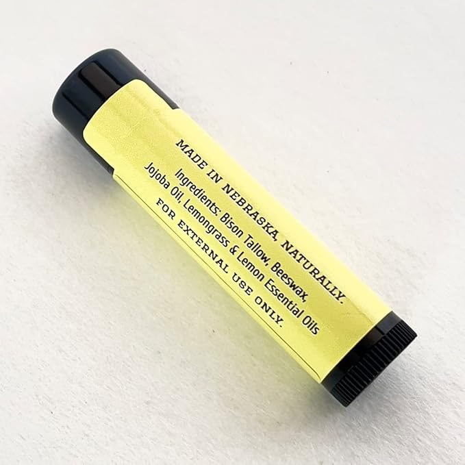 Pure Bison Tallow Lip Balm, Citrus Grove, (5 pack) - Lemongrass & Lemon, Moisturizing, Non-Habit Forming