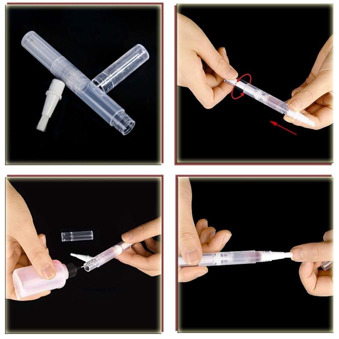 12Pcs 3 ml Empty Nail Oil Pen with Brush Tip, Transparent Twist Pens, Lip Gloss Brush Applicators, Eyelash Growth Liquid Tube Container (12PCS)