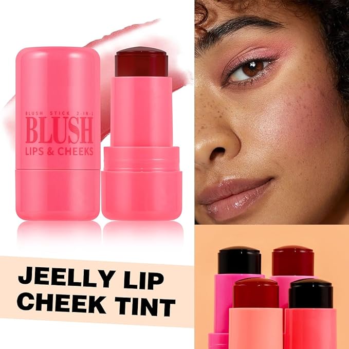 4 Pcs Milk Jelly Blush Stick,Buildable Watercolor Finish Free.（4 Color）