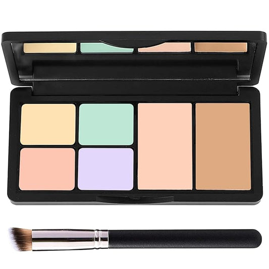 6 Colors Correcting Concealer Contour Palette,Concealer Cream Contour Makeup Palette,Contouring Foundation Highlighting Makeup Kit with Brush（01#）
