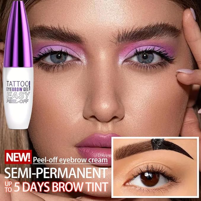 Peel Off Tattoo Brow Tint Gel - 2pcs Light Brown Eyebrow Kit, Waterproof, Transfer-Proof & Sweatproof, Quick Peel Formula for Natural Fuller Brows, Mother’s Day Gifts for Women All Skin Types