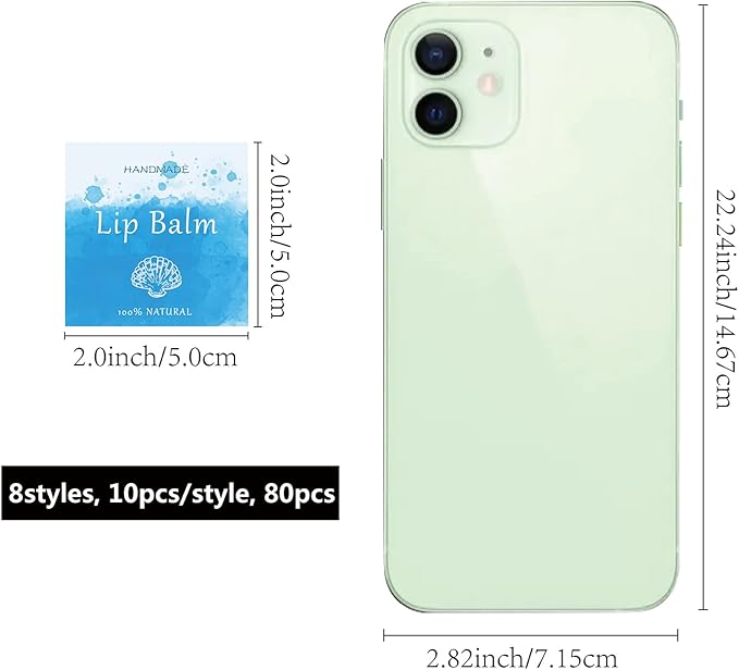 CRASPIRE Lip Balm Labels 80pcs Homemade Life-Blue）