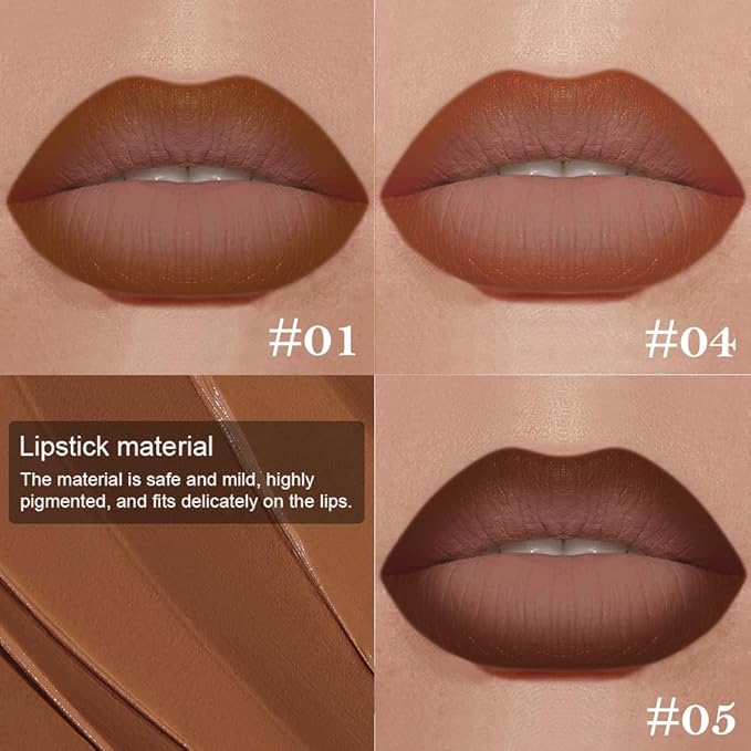 3Pcs Gradient Matte Lipstick Crayon Lip Liner pencil, Flawless Contour Gradual Ombre Effect lip Pencil, Lipstick for Women Long Lasting Waterproof Smudge Proof Lipstick Pencil 01#+04#+05#