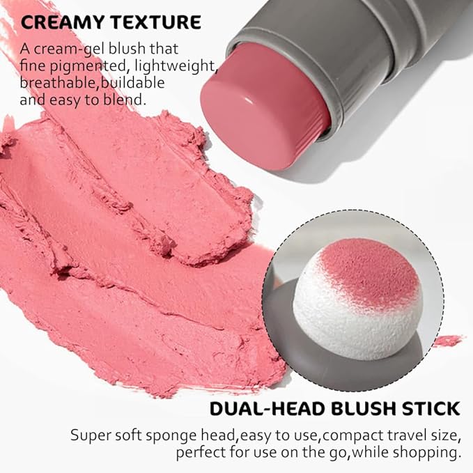Cream to Powder Blush Stick, High Impact Color, Moisturizing Face Makeup (03#, 1 Count (Pack of 1))