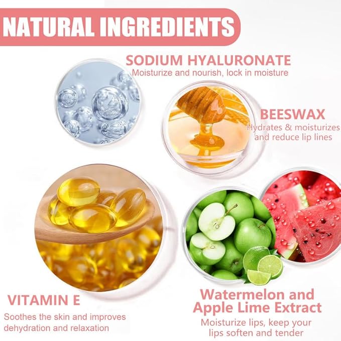 3PCS Bee Lip Balm Honey Pot,Honey&Apple Lime Lip Mask Overnight Moisturizing Lip Balm,Hydrating Prevention Dry and Cracked Reduces Lip Lines Lip Sleeping Mask (Honey+Strawberry+Apple Lime)