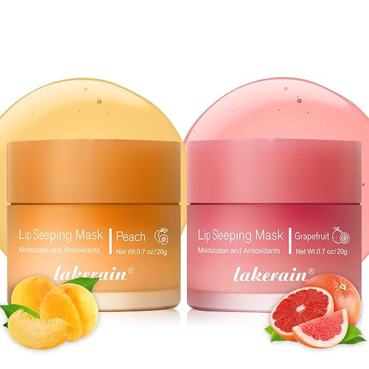 Lip Mask Overnight, Lip Sleeping Mask, lip Mask With Vitamin C, Antioxidants, Improves Dryness, Hydrating &Prevention Dry and Crack Lip Scrubs Exfoliator (peach&grapefruit)