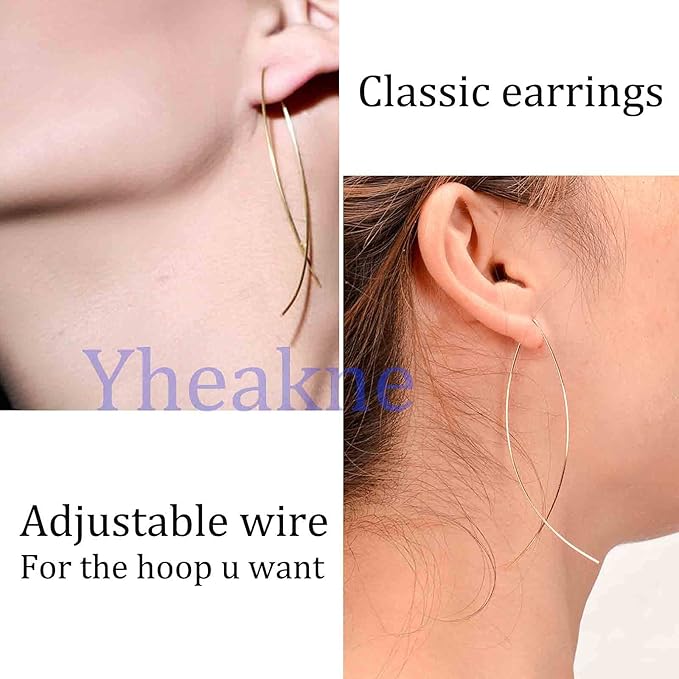 Boho Thin Arch Hoop Earrings Gold Threader Wire Earrings Open Hoop Earrings Minimal Everyday Earrings Jewelry for Women and Girls