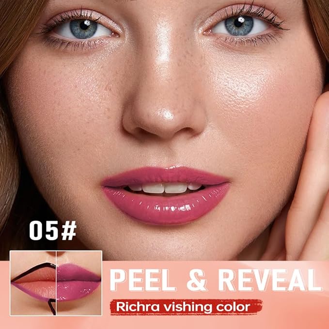 Deep Raspberry Peel Off Lip Gloss Masque,Lip Stain Peel Off Tattoo-Peel Off Lip Tint andLip Oil 2-in-1,Long Lasting Waterproof Transfer-proof Lip Mask Lip Gloss Peel Off Lip Liner,for All SkinType 05#