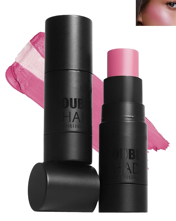 Cream Blush Stick Makeup for Cheeks, Multi Blush & Highlighter Contour Stick, Long Lasting Waterproof Pink Creme Blush Bronzer Stick, Lightweight Matte and Dewy Finish,Face Shaping Makeup for Women-06