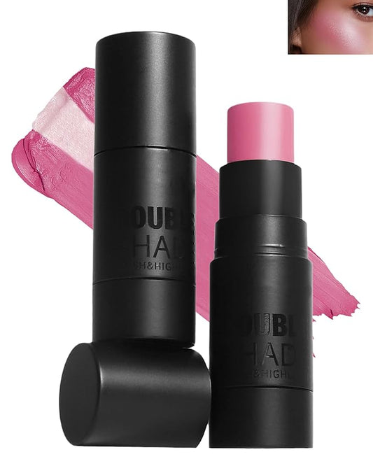 Cream Blush Stick Makeup for Cheeks, Multi Blush & Highlighter Contour Stick, Long Lasting Waterproof Pink Creme Blush Bronzer Stick, Lightweight Matte and Dewy Finish,Face Shaping Makeup for Women-06