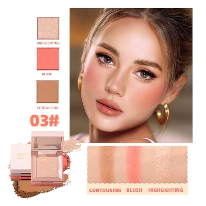Contour and Highlight Blush Makeup Palette, Cream Bronzer,