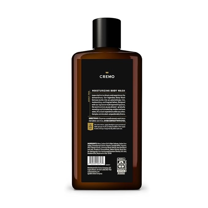 Cremo Body Wash Men, An Elevated Blend with Notes of Kentucky Bourbon, Smoked Vetiver and American Oak, 16 Fl Oz