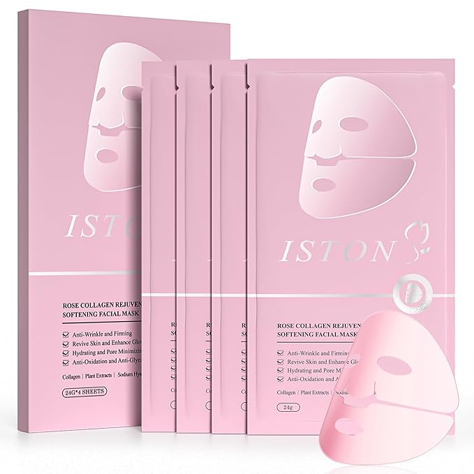 ISTON Bio-Collagen Face Mask,Overnight Revitalizing Hydrating Face Mask for Glowing Skin | Visible Firming, Deep Hydration & Refined Pores | Peptides, NMN & Hyaluronic Acid Masks For All Skin Type
