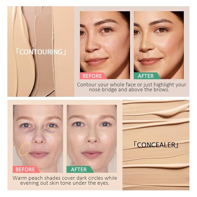 Pro 6 Color Correcting Concealer Palette Light Medium Cream Contouring Makeup for Corrects Dark Circles Red Marks Scars.Beige Creamy Concealer for Mature Skin.Longwear&Waterproof (Netural)