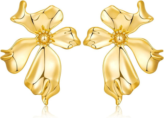 CLASSYZINT Gold/White/Red/Black Flower Stud Earrings For Women