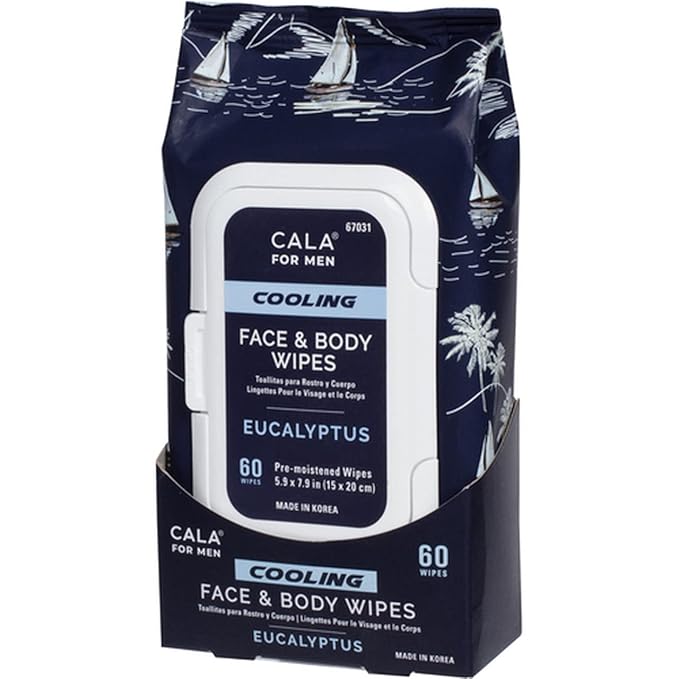 MEN'S COOLING FACE & BODY WIPES: EUCALYPTUS (60 SHEETS)