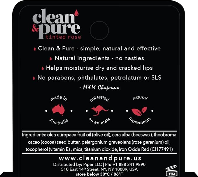 Lip Balm 4-Pack (Tinted Rose) | Lip Care Set With 100% All Natural Beeswax | Vitamin E Oil | Flavored Lip Balm for Dry, Chapped Lips | Made in Australia…