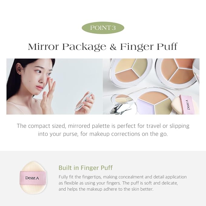 Dr.Althea Dear.A Perfect Cover Concealer Palette C01 - Vegan Fomula, Conceal, Cover, Correct, Contour, Highlight, Multi concealer balette, Finger puff included (C01)