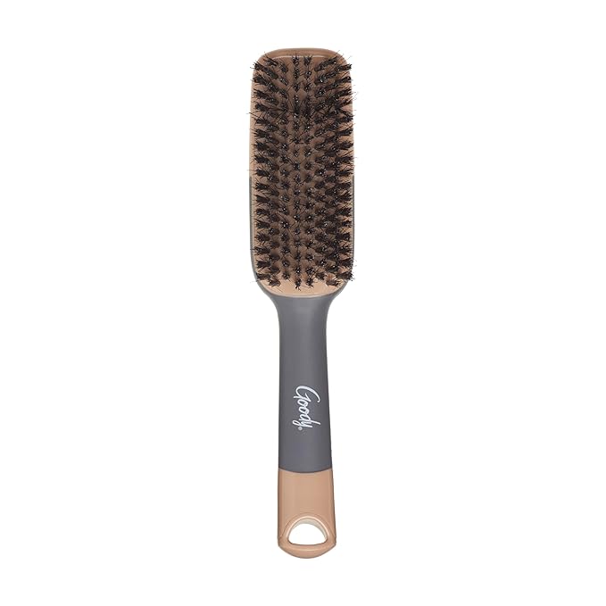 Goody Detangle It Boar Bristle Hair Brush, Use as a Detangling or Styling Brush, Conditions & Boosts Shine, Helps Tackle Knots & Reduce Frizz, For Wet or Dry Hair, Brown/Grey