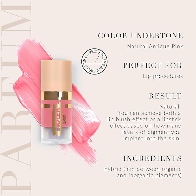 Biotek Lip Pigment for Permanent Makeup - Natural Antique Pink Lip Color - Made in Italy - Parfum 0,24 fl.oz.