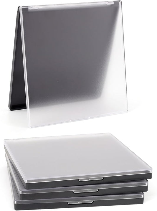 AJLTPA Magnetic Makeup Palette with Frosted Clear Top, 3Pack Empty Eyeshadow Dispensing Storage Box with 60Pcs Adhesive Metal Stickers for DIY Cosmetics Powder-5.72”X5.98”Palette