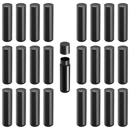 25PCS 3/16 Oz (5.5 ml) Twist up Lip Balm Tubes,Empty Lip balm containers, Echapstick tubes empty, Refillable Lip Balm Bottles, for DIY Homemade Lipsticks,Chapsticks,Homemade Solid Perfume, Black