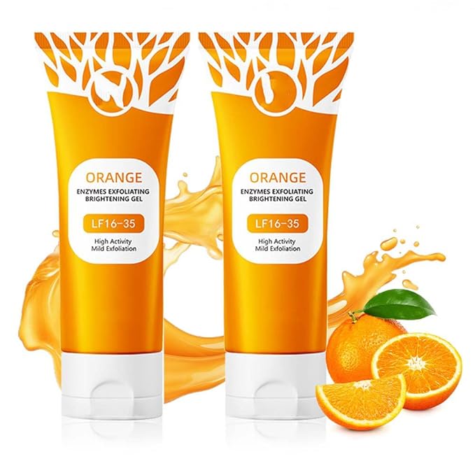 2025 New Orange Exfoliating Gel for Face and Body, Oranges Enzymes Exfoliating Gels Remove Blackheads Moisturize Skin, Upgrade Exfoliatings Cleansing Gel Scrub Clean Pores (Orange X2, One Size)