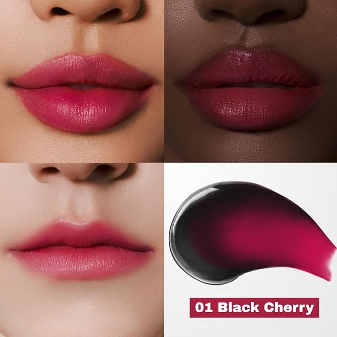 MILKTOUCH Black Peel Off Lip Tattoo - Long-Lasting Matte Lip, Waterproof & Transfer-Proof, Highly Pigmented, Stay-On-All-Day Lip Tint Stain (4.5g) #01 Black Cherry