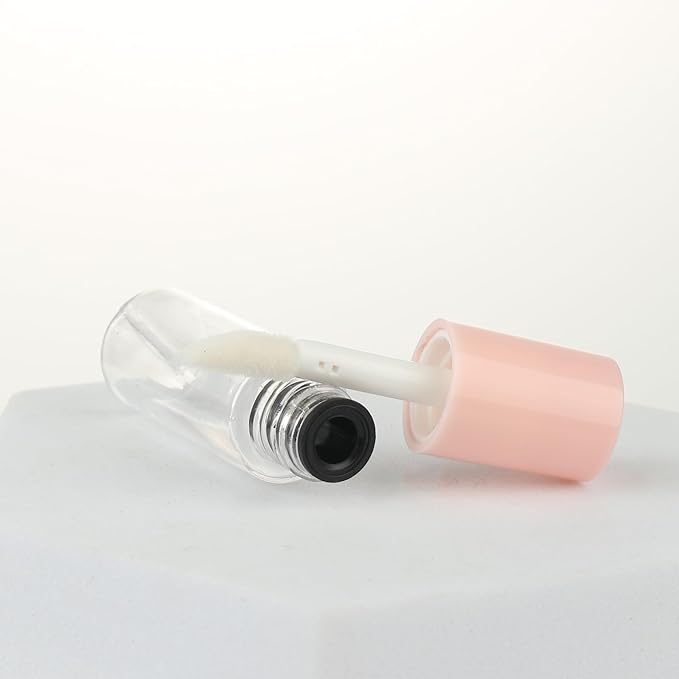 COSIDEA 10pcs 3ml empty lip gloss tubes with wand 0.1OZ Round mini Pink lipgloss tube container for DIY cosmetics packing