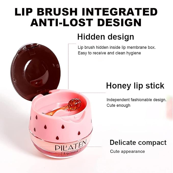 3 Pcs Bee Lip Balm Honey Pot,Honey Strawberry Lime Lip Mask,Lip Balm Moisturizing Lip Sleep Mask with Stick Hydrating & Prevention Dry and Cracked (Honey Strawberry Lime)