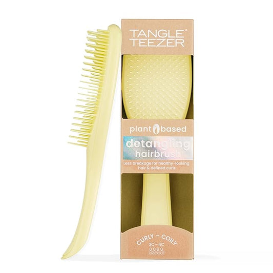 Tangle Teezer Plant-Based Ultimate Detangler Brush, Dry & Wet Hair Brush, Eliminates Knots & Reduces Breakage for Curly to Coily, 3C to 4C Hair Types, Pastel Yellow