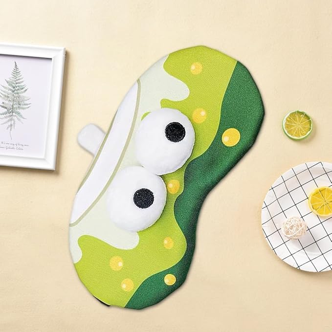 PERFECTSIGHT Sleep Eye Masks, Cute Plush Sleep Eye Cover Lightweight Adjustable Eyeshade Faux Fur Mask Cover for Women Men Sleep Travel Nap, Bubble Tea