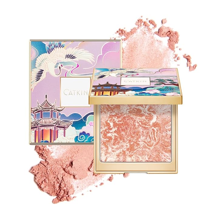 CATKIN Cheek Blush Bake Shimmer Pink Peach Multi Blusher Natural Powder Palette 10g (C04 Shimmer)
