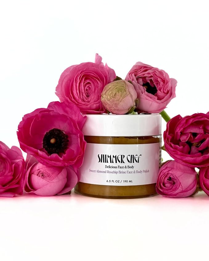 Sweet Almond Rosehip Brine Polish | Exfoliating Blend with Himalayan & Dead Sea Salt, Maple Sugar | Enriched with Magnesium, Omega 3's & Vitamin E | Revitalize Skin, Reduce Inflammation