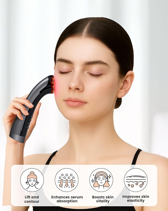 4-in-1 Facial Massager for Face & Neck – Skin Rejuvenation, Lifting & Tightening – Reduces Wrinkles & Puffiness, Enhances Infusion
