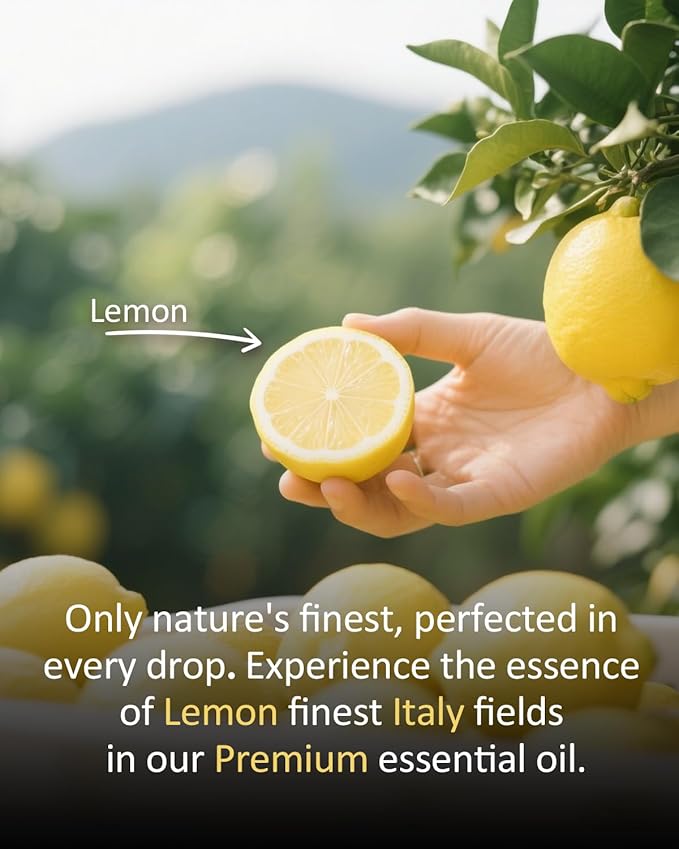 Pure Lemon Essential Oil, 100% Pure Natural Lemon Essential Oil, Premium Grade Essential Oils for Diffusers for Home, Skin, Care Massage, Soap Making, Aromatherapy, 4 Fl Oz | 120ml