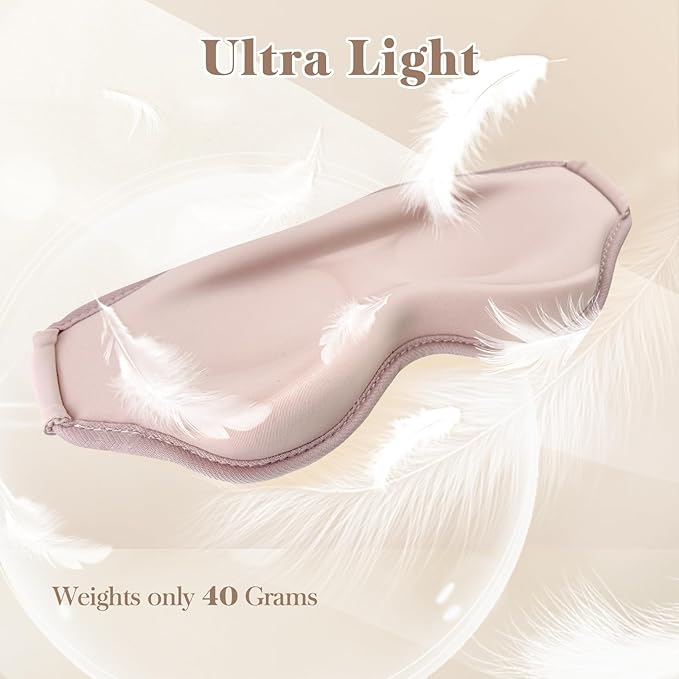 3D Cooling Eye Mask Sleep Mask for Men & Women, 100% Pressure-Free & Light Block-Out Eye Mask for Sleep with Easy Adjustable Strap, Night Eye Cover for Travel, Pink