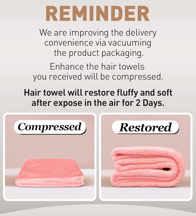 Hicober Microfiber Hair Towel, 3 Packs Turbans for Wet Hair, Drying Wrap Towels Curly Women Anti Frizz (Pink,Purple,Grey)