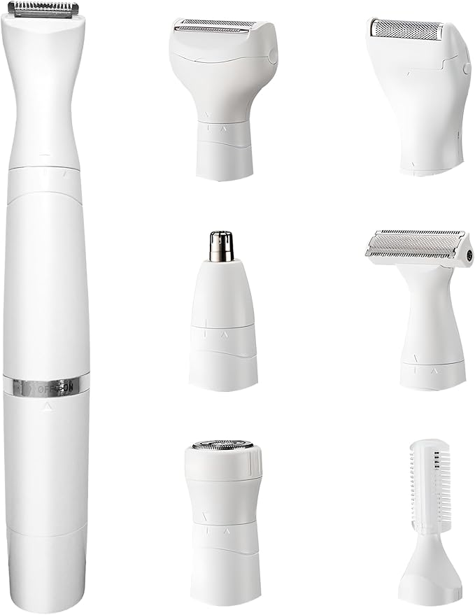Bikini Trimmer for Women, 7 in 1 Electric Razor, Hair Trimmer for Face Nose Eyebrow Legs Arm Armpit Bikini, Waterproof, Painless Rechargeable Body Shavers Set