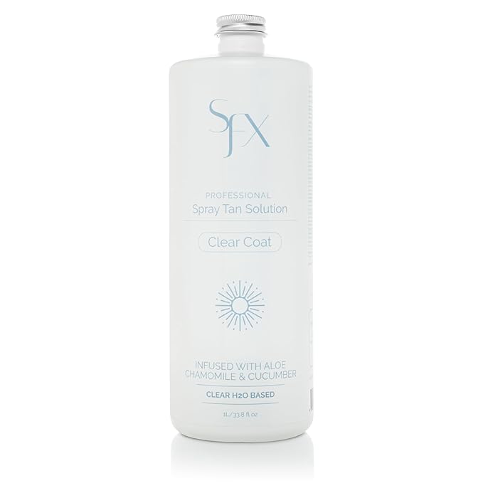 SunFX CLEARCOAT All Natural Spray Tanning Solution | No Bronzers | Infused with botanicals (1L/33.8 fl oz, MID SUMMER)
