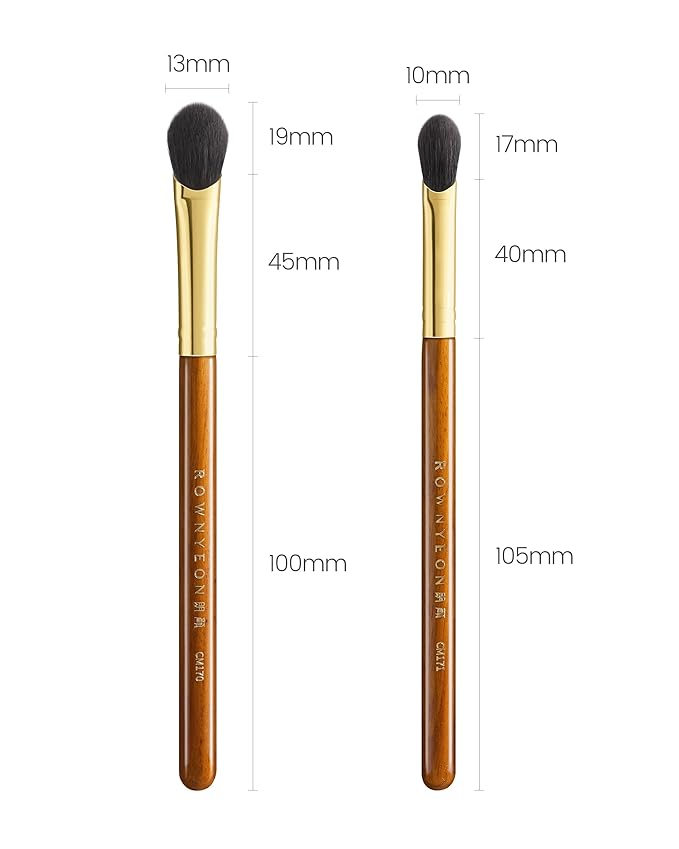 Desert Oak Series Thumb-Shaped Eyeshadow Brush - Curved Brush Head Mimics Natural Finger Contour, Premium Goat Hair & Bubinga Handle for Lid/Crease Blending (CM 170)