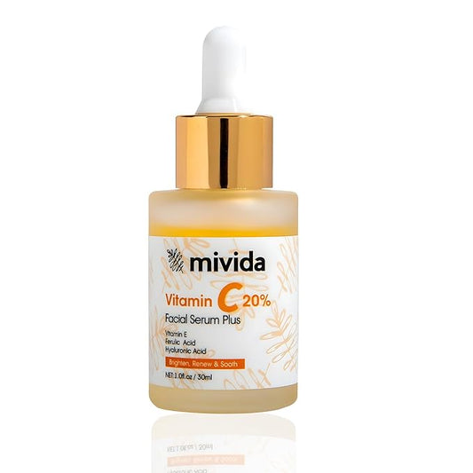 Premium 20% Vitamin C Facial Serum Plus Hyaluronic Acid+Ferulic Acid+Vitamin E | Anti Aging & Anti-Wrinkle Brightening Serum For Face | Lightweight Maximum Strength Formula 1 fl oz