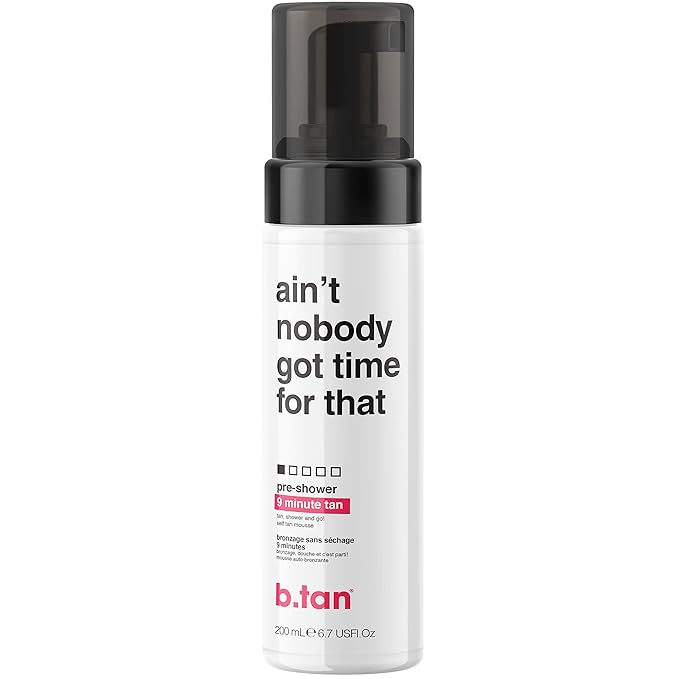 B.TAN Pre-Shower Self Tanner Mousse, 9 min, 1 Hour, Vegan, Cruelty Free, 6.7 Fl Oz