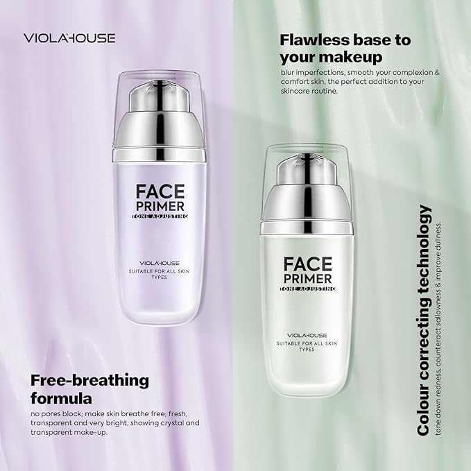 VIOLA HOUSE Face Primer, Tone Adjust Primer For Face Before Makeup-Refined, Bright And Smooth The Skin And Fills Fine Lines (Mint Green)