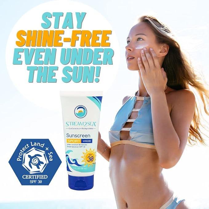 STREAM 2 SEA SPF 30 Mineral Sunscreen Biodegradable and Reef Safe, 1 Fl oz Travel Size Pack of 3, Paraben Free Non Greasy and Moisturizing Mineral Sunscreen For Face and Body Against UVA and UVB
