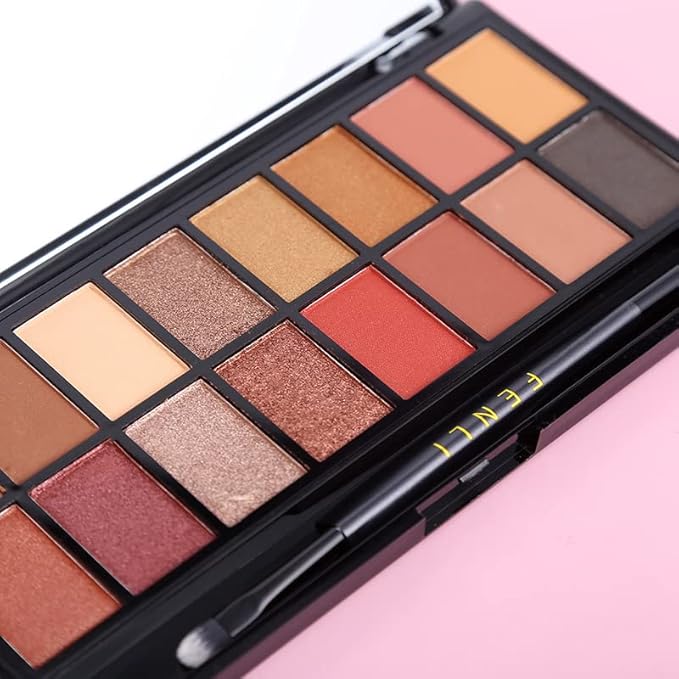 RUIGPRO Pro 16 Shades Eyeshadow Palette + 20 pcs Makeup Brushes Set High Pigmented Naked Nudes Shimmer Matte Metallic Smokey Eye Shadow Soft Synthetic Powder Cream Blending Brush Neutral Pallet