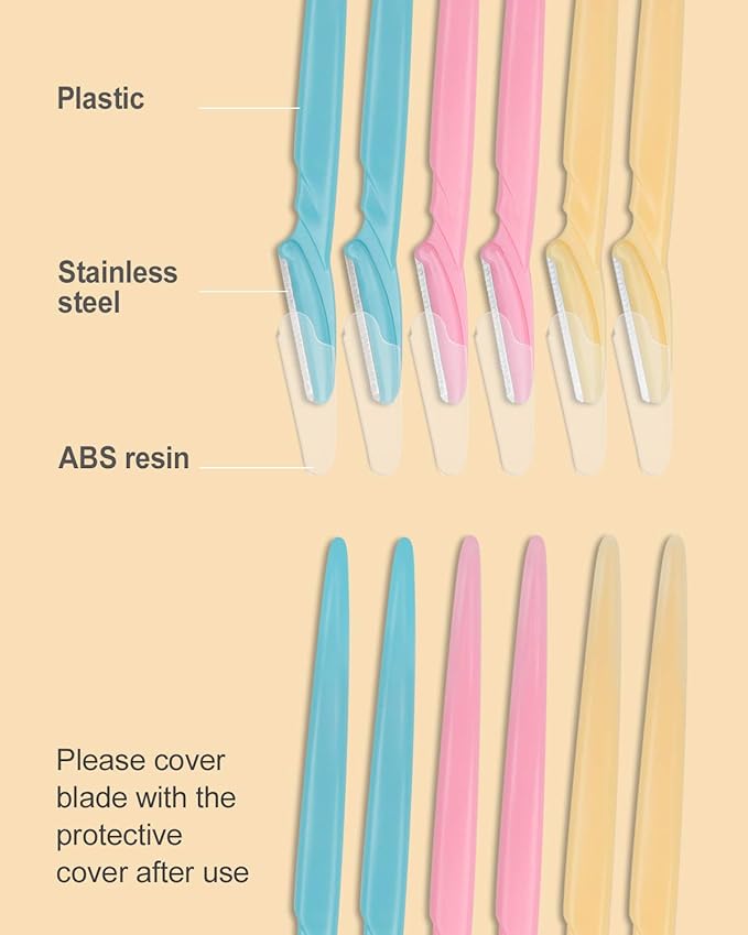 MoHern Dermaplane Razor, 60 Pcs Face Razors for Women and Men, Multipurpose Eyebrow Razor, Dermaplaning Tool for Face Multi-Color