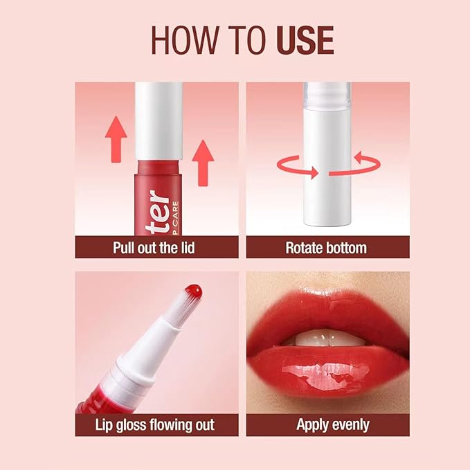 2 in 1 Brown Lip Gloss Lip Plumper Gloss Tinted Glitter Shimmer Lipgloss lip oil Lipstick Moisturizing High Shine And Vegan Plumping Lip Gloss For Women Girls Long-Lasting Dry Lip Care base 03 #