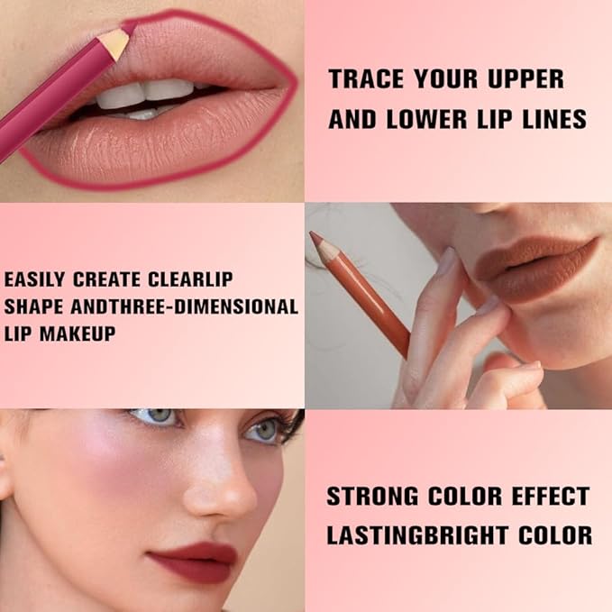 12Pcs Lip Liner Pencil Set - Matte Lip Combo for Women, Waterproof & Smudgeproof, Precise Lip Shaping & Sculpting, Includes Sharpener, Assorted Colors Set C