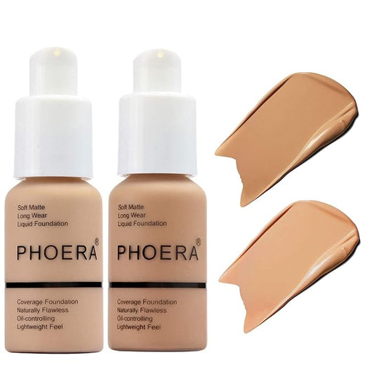 BestLand 2Pack PHOERA Foundation Full Coverage Liquid Fou